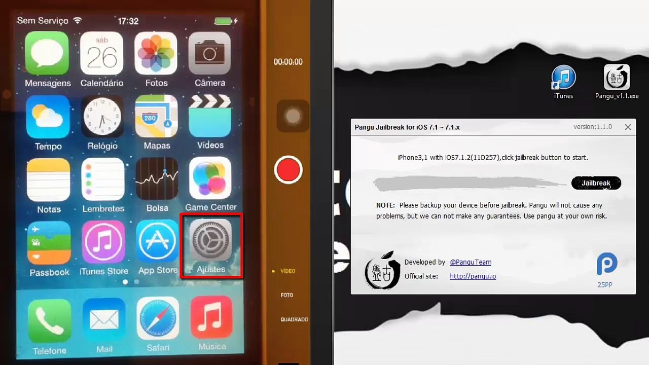 Como fazer o Jailbreak Untethered Pangu iOS 7.1.2 iPhone