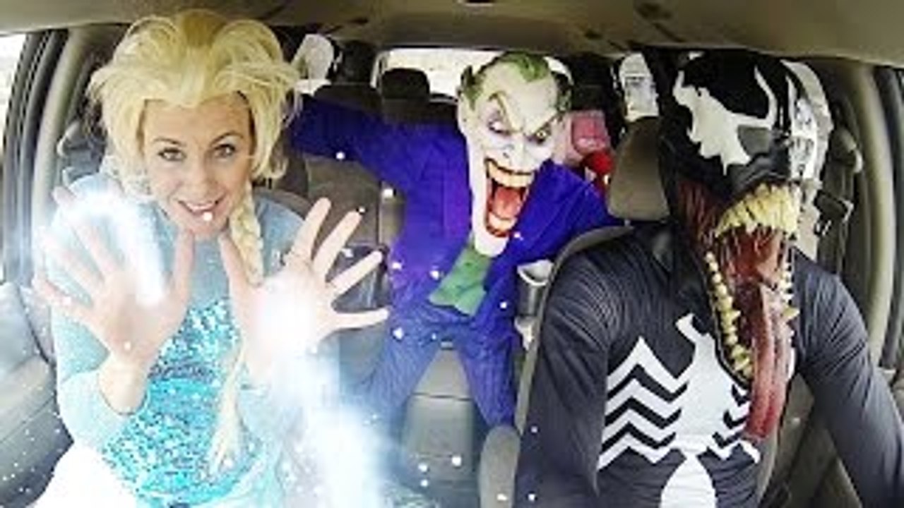 Pink Spidergirl and Spiderman Real Life in the Morning Frozen Elsa Frozen Anna vs Joker Superheroes