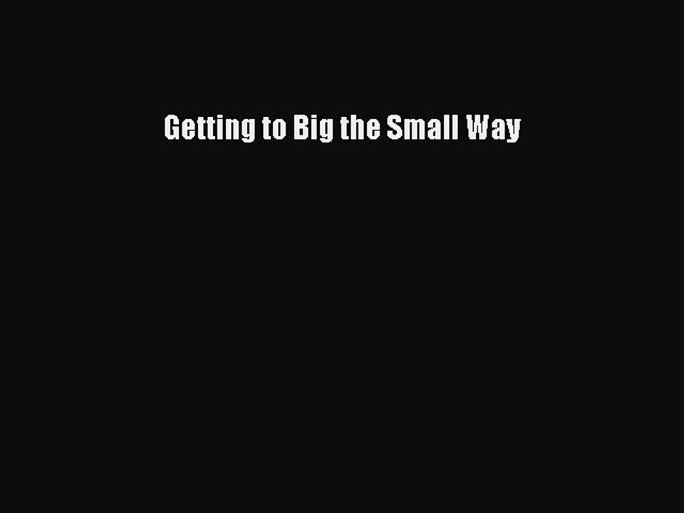 Read Getting to Big the Small Way PDF Online