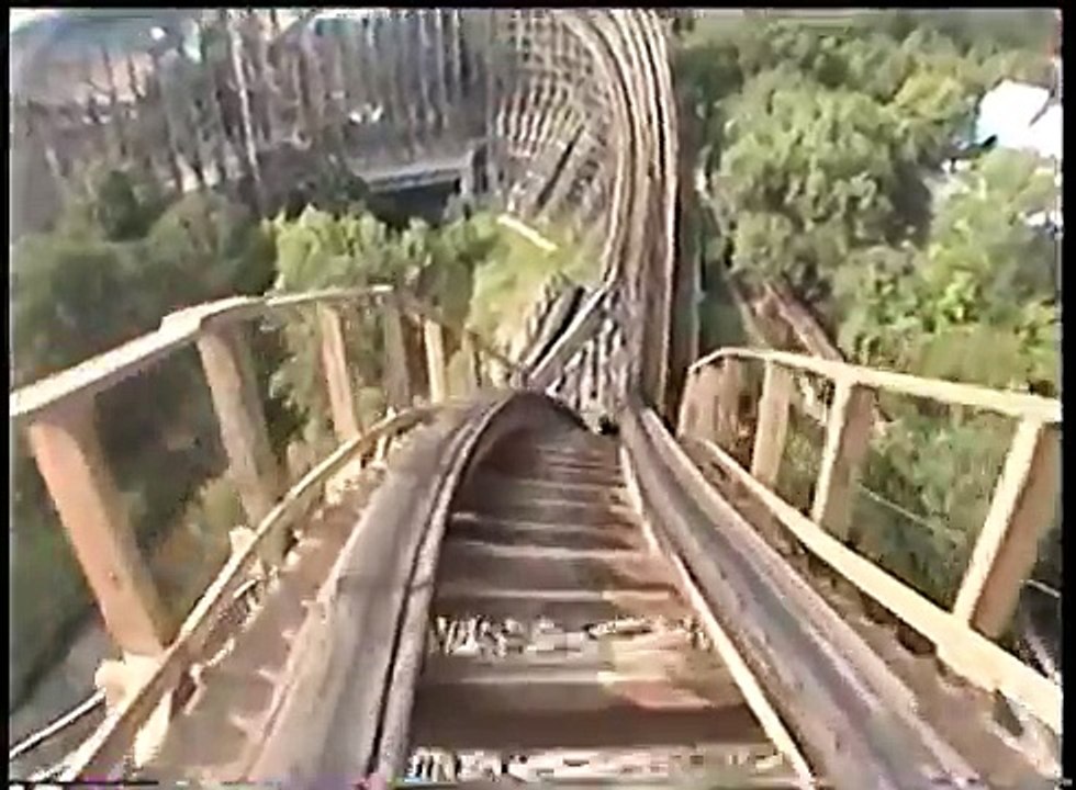Original Texas Giant Wooden Roller Coaster Front Seat POV Six Flags Over Texas