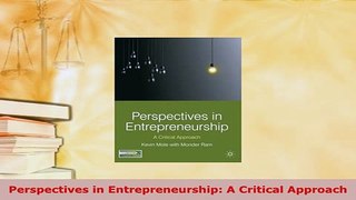 PDF  Perspectives in Entrepreneurship A Critical Approach Read Full Ebook