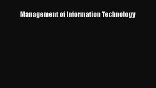 Read Management of Information Technology Ebook Free
