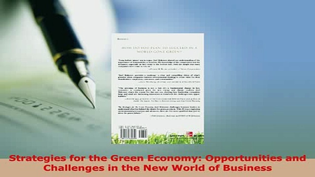 PDF  Strategies for the Green Economy Opportunities and Challenges in the New World of PDF Book Free