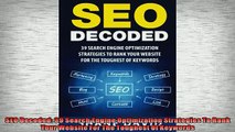 FREE PDF  SEO Decoded 39 Search Engine Optimization Strategies To Rank Your Website For The  BOOK ONLINE