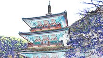 京都の塔　清水寺三重塔　スケッチ
