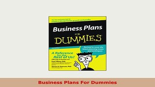 Download  Business Plans For Dummies Read Full Ebook