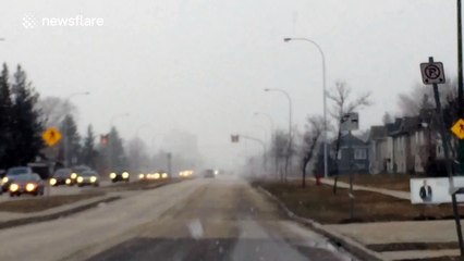 'Wall of snow' in Winnipeg City, Canada