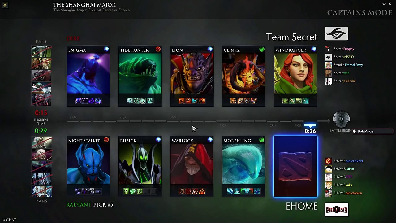 Shanghai Major 2016 Playoffs Team Secret vs Ehome game 2