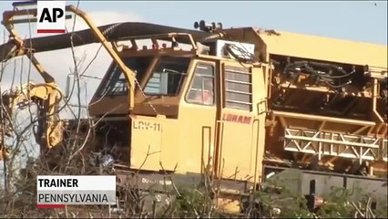 Raw: Engine of Amtrak Train Derails in Pa. Crash