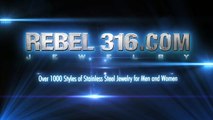 Rebel 316 Jewelry Men's Stainless Bracelet with Two Tone Leather and Steel Crosses - RBBR028
