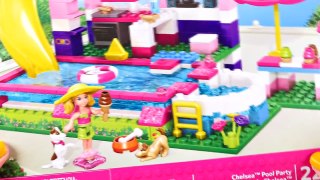 Barbie Pool Party with Chelsea Mega Bloks LEGO #80136 Surprise Guest Mermaid Ariel Hello K
