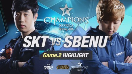 [H/L 2016.04.08] SKT vs SBENU Game 2 - RO2 l 롯데 꼬깔콘 LoL Champions Korea Spring 2016