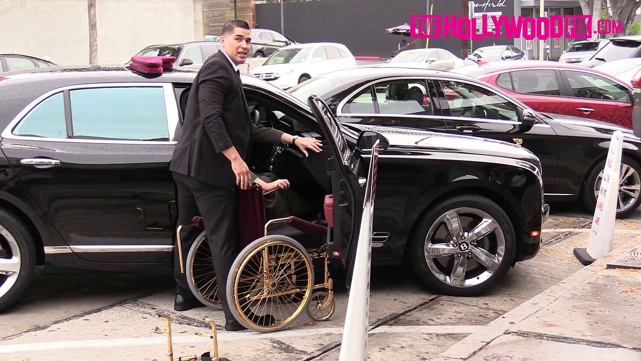 Larry Flynt Arrives To Craigs Restaurant With His Wife Elizabeth Berrios 4.7.16