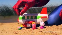 Superhero in Real Life   Spiderman In Real Life Irl Playing With Peppa Pig Plane Super Hero Fights V