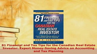 Download  81 Financial and Tax Tips for the Canadian Real Estate Investor Expert MoneySaving  EBook