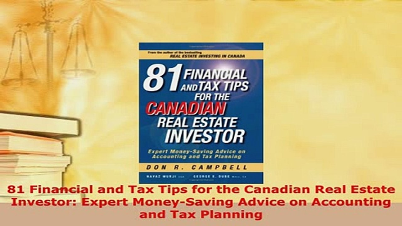 Download  81 Financial and Tax Tips for the Canadian Real Estate Investor Expert MoneySaving  EBook