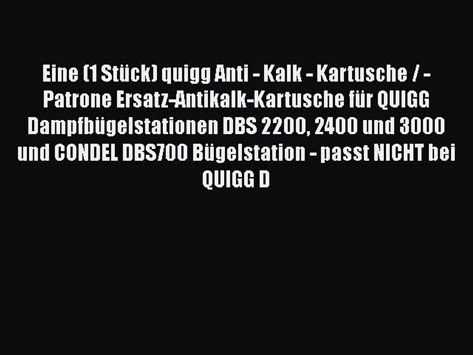 BESTE PRODUKT Zum Kaufen Eine (1 St?ck) quigg Anti - Kalk - Kartusche / - Patrone Ersatz-Antikalk-Kartusche