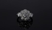 Sterling Silver Cubic Zirconia CZ Flower Shape Fashion Right Hand Ring r273 Berricle.com