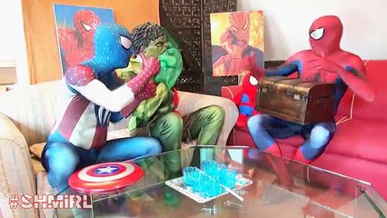 SPIDERMAN vs Doctor Hulk with frozen Elsa hair playing a Nurse! Superhero Fun in Real Life - SHMIRL