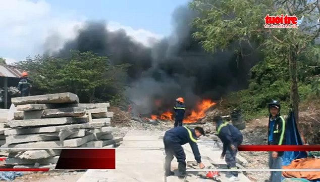 Cháy bãi phế liệu lớn tại thành phố Mỹ Tho