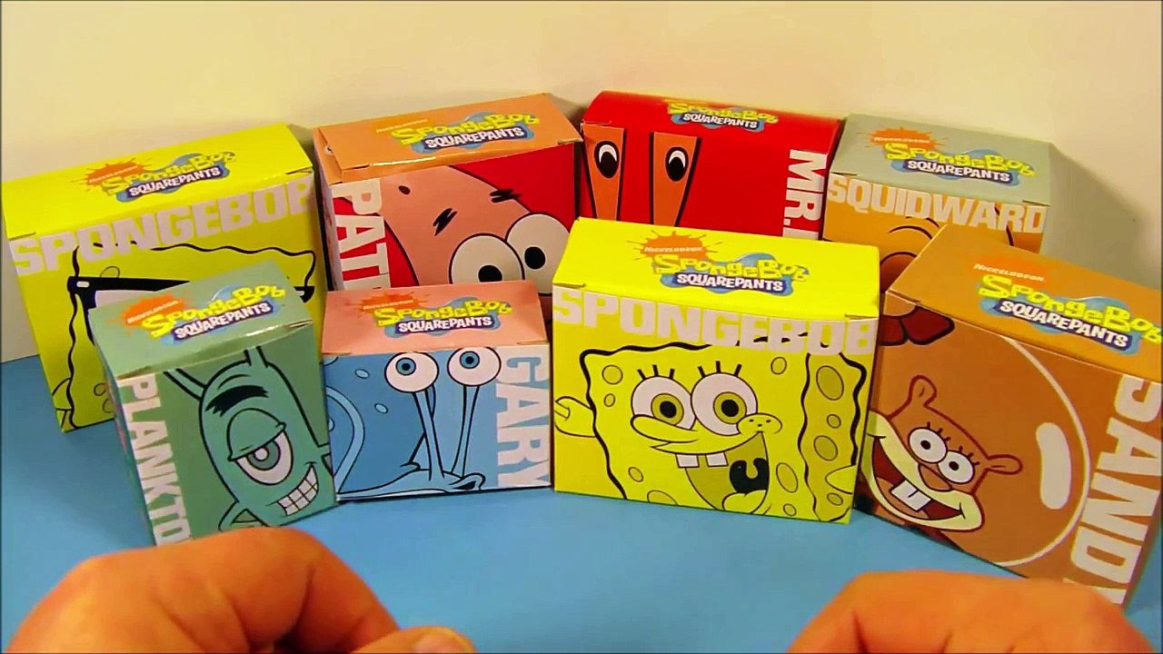 2009 NICKELODEONS SPONGEBOB SQUAREPANTS SET OF 8 BURGER KING KIDS MEAL TOYS VIDEO REVIE