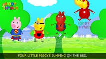 Five Little Peppa (Super Heroes) Pigs jumping on the bed Nursery Rhymes and More Lyrics