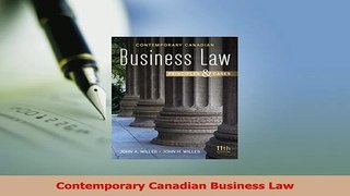 Download  Contemporary Canadian Business Law Free Books