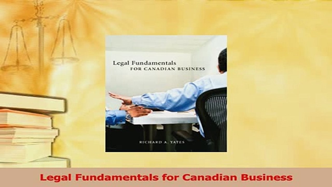 Download  Legal Fundamentals for Canadian Business PDF Online