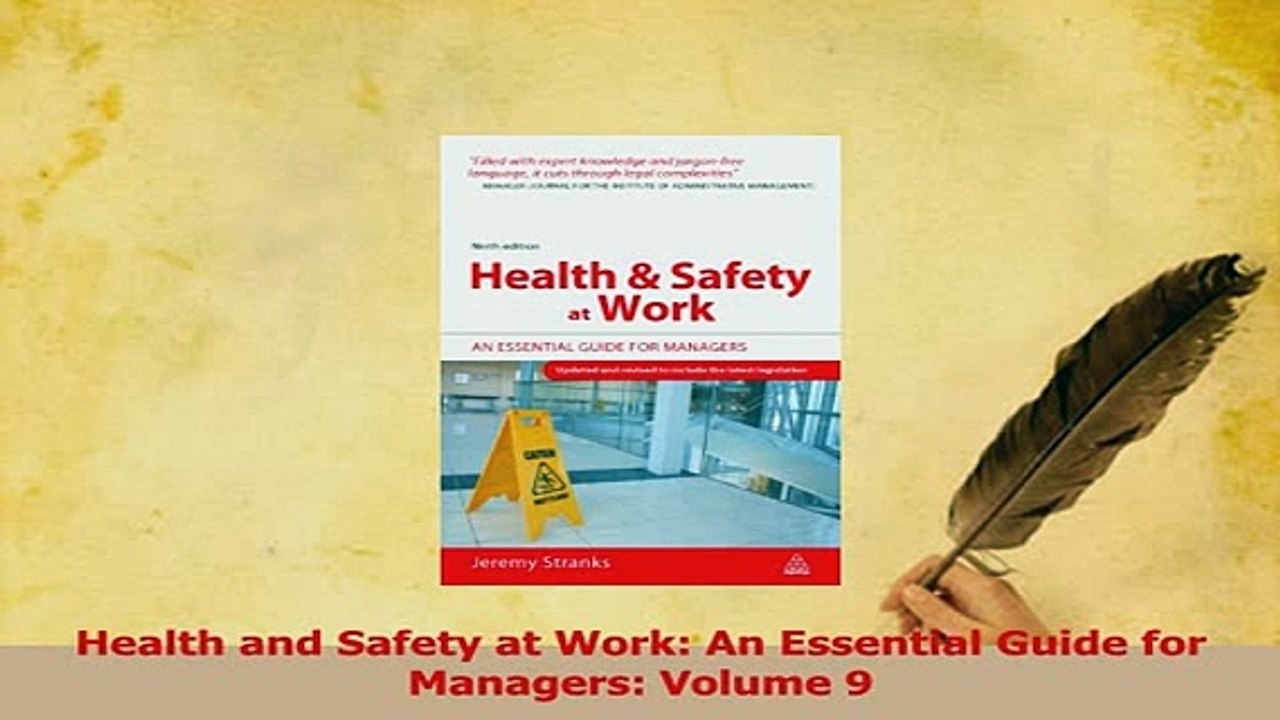 Download  Health and Safety at Work An Essential Guide for Managers Volume 9 PDF Online