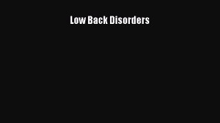 Read Low Back Disorders Ebook Free