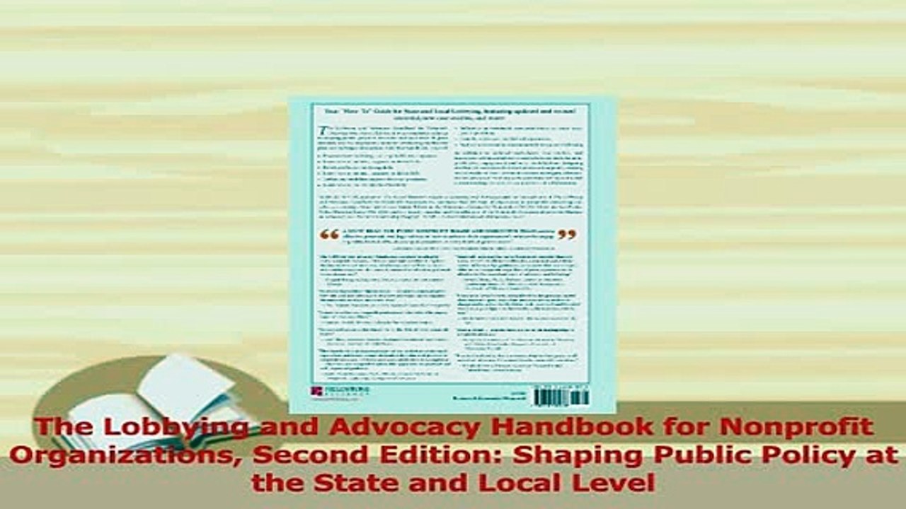 Read  The Lobbying and Advocacy Handbook for Nonprofit Organizations Second Edition Shaping PDF Online