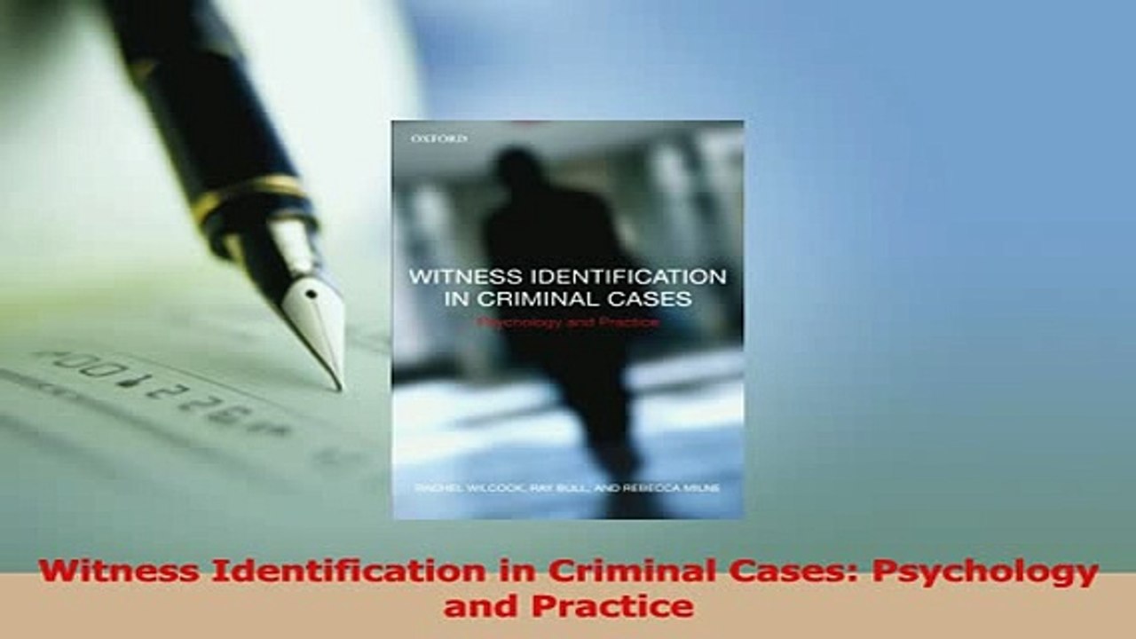 PDF  Witness Identification in Criminal Cases Psychology and Practice  EBook
