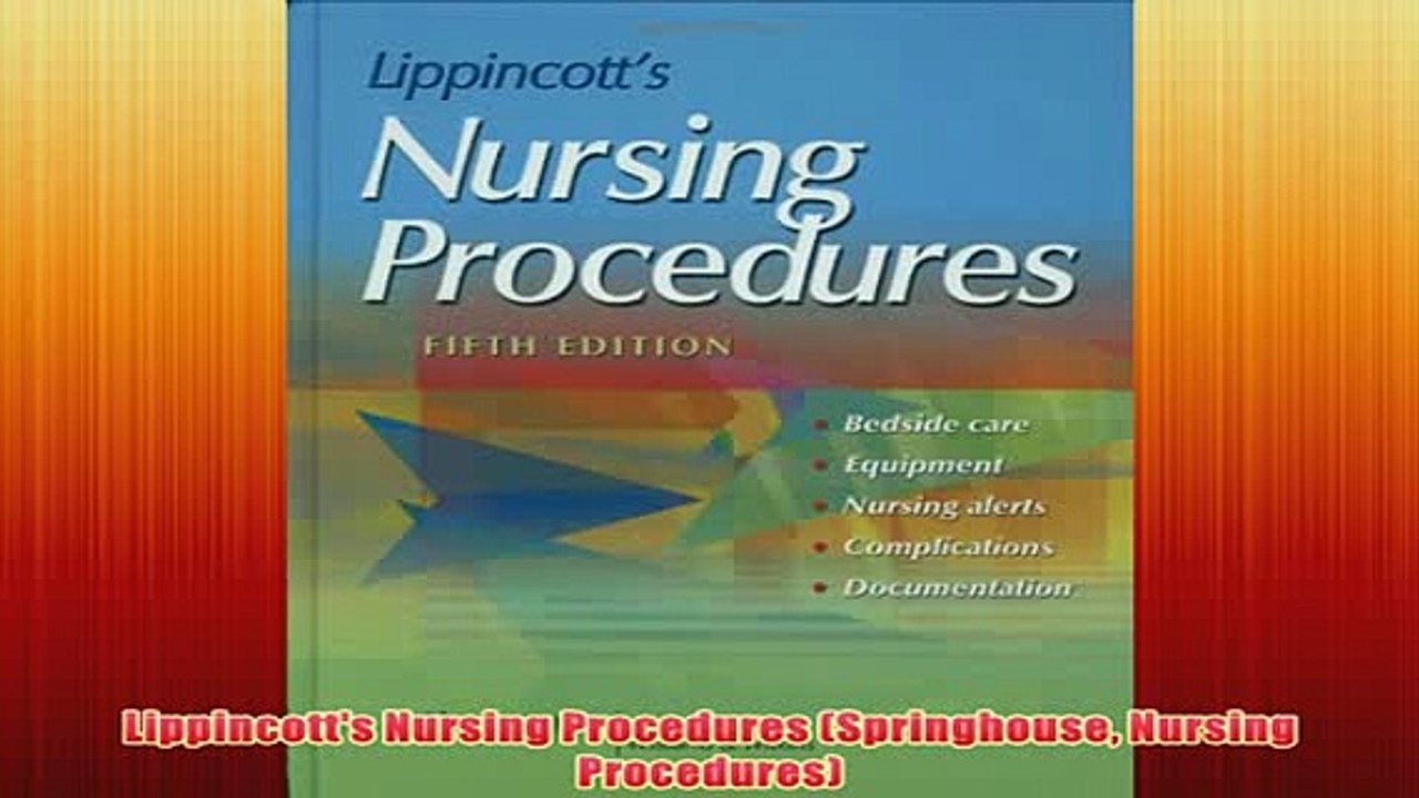 Free   Lippincotts Nursing Procedures Springhouse Nursing Procedures Read Download