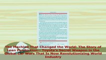 Download  The Machine That Changed the World The Story of Lean Production Toyotas Secret Weapon Ebook Free