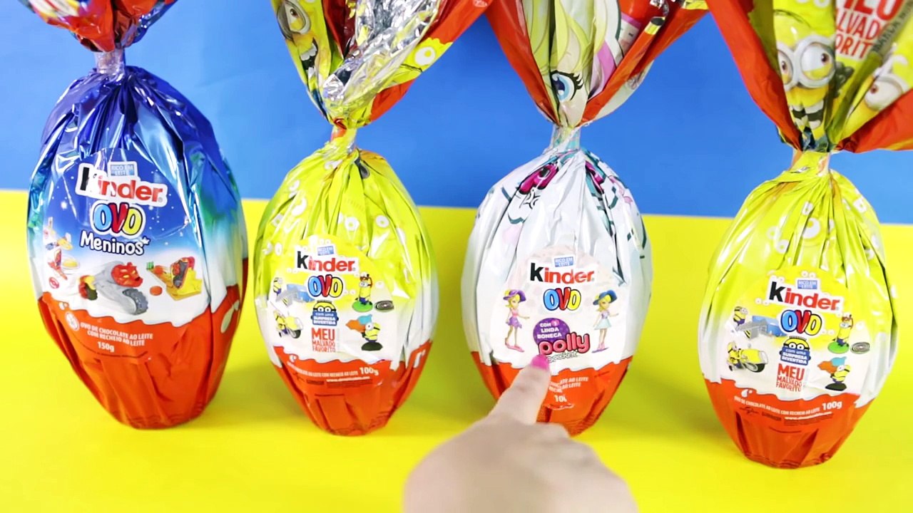 4 Big Surprise Eggs Kinder Despicable Me Polly Ovos Surpresas de Páscoa Meu Malvado Favor