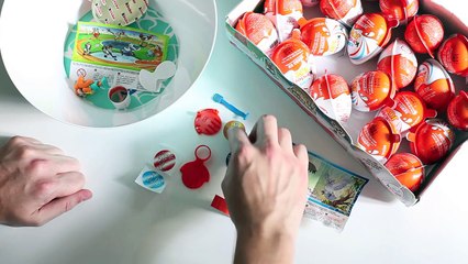 24 SURPRISE EGGS :-) Kinder Surprise Unboxing of Sporty Animals by Kinder Joy