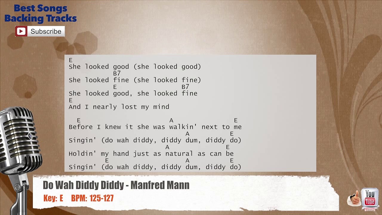 Do Wah Diddy Diddy - Manfred Mann Vocal Backing Track with chords and lyrics