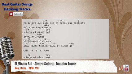 El Mismo Sol - Alvaro Soler ft. Jennifer Lopez Vocal Backing Track with chords and lyrics