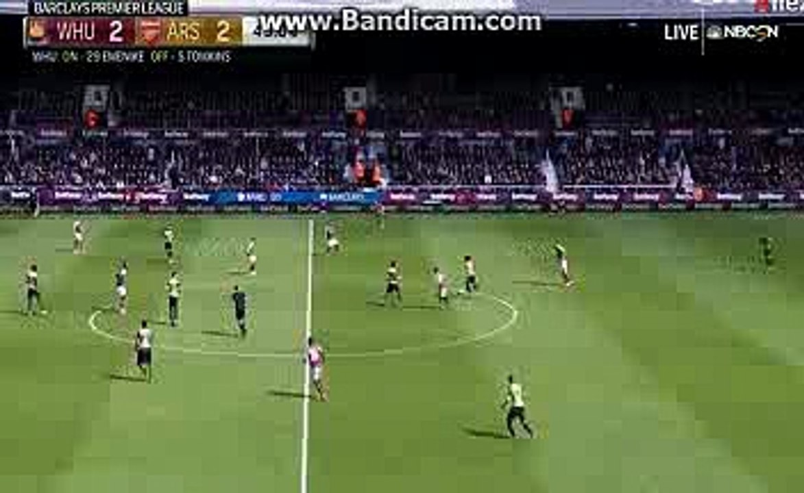 Mesut Ozil Big Chance in 2nd Half - West Ham 2-2 Arsenal 09-04-2016