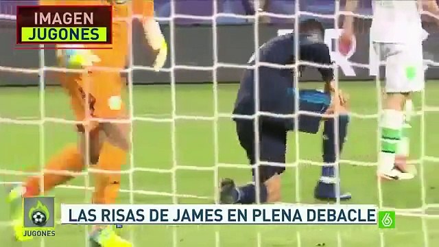 James Rodriguez Laughs above fail Real Madrid Players - Wolfsburg 2_0 Real Madrid UCL 06_04_2016