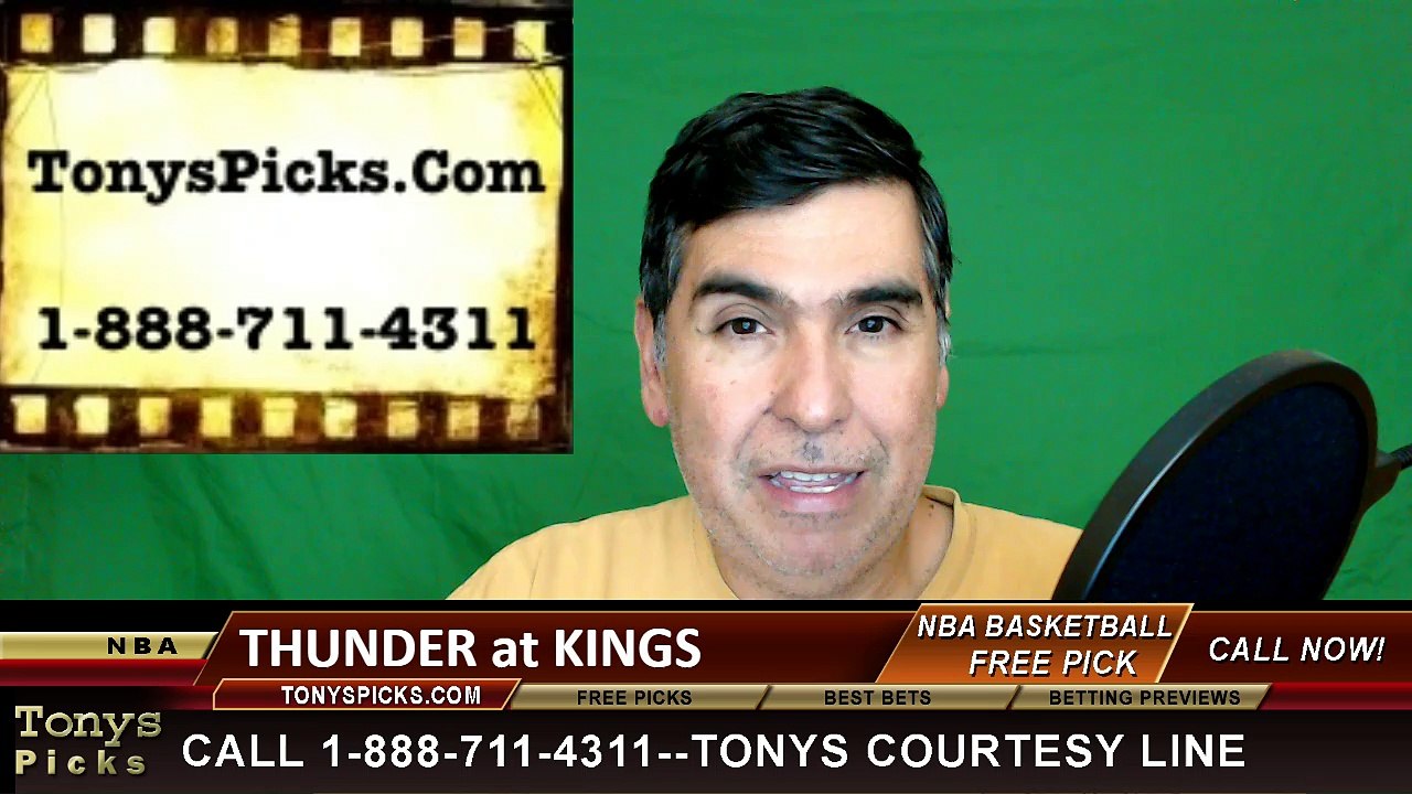 Sacramento Kings vs. Oklahoma City Thunder Free Pick Prediction NBA Pro Basketball Odds Preview 4-9-2016