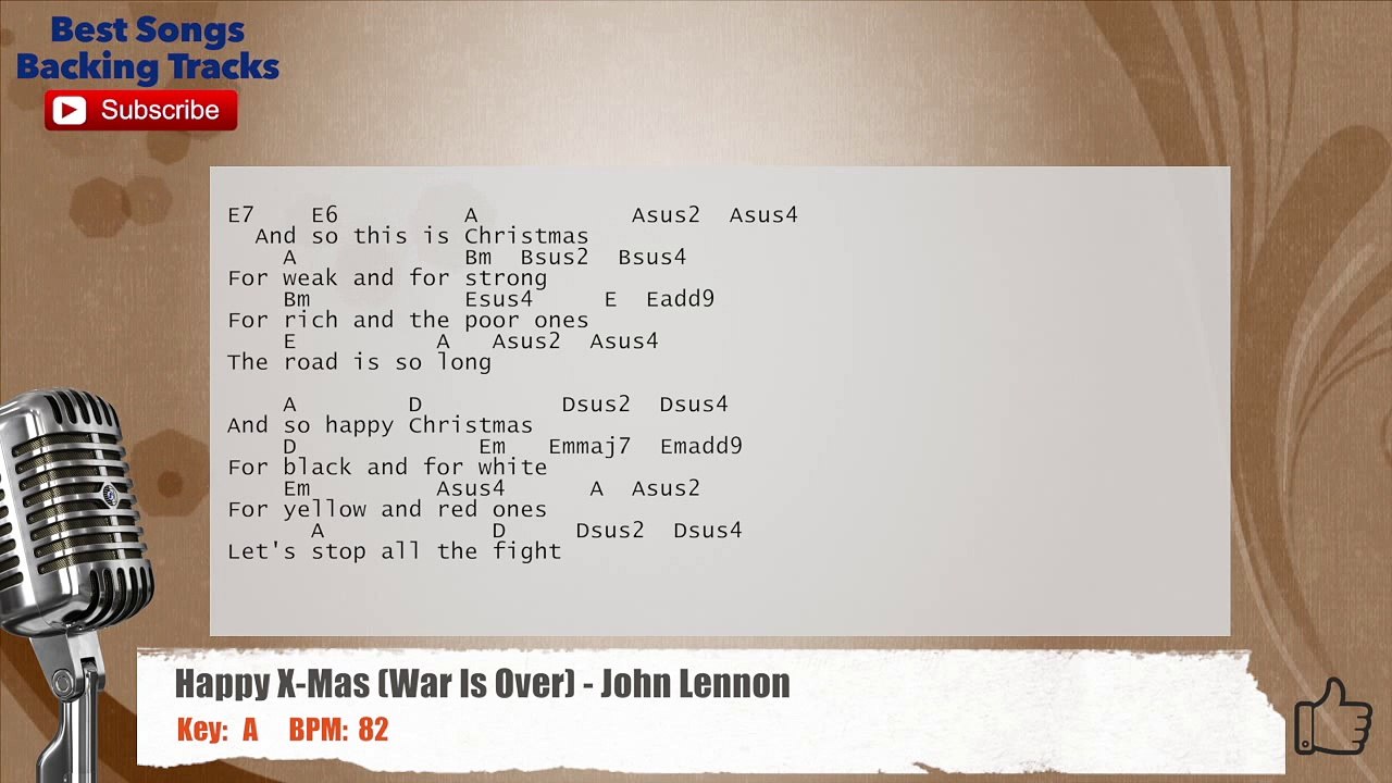 Happy X-Mas (War Is Over) John Lennon Vocal Backing Track with chords and lyrics