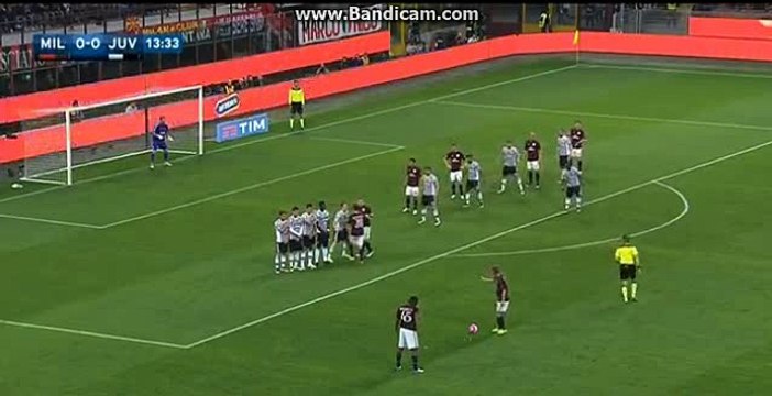 FANTASTIC FREE-KICK BY BALOTELLI (SAVE BY BUFFON) AC MILAN-JUVENTUS 09.04.2016