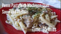 Penne Pasta With Mushroom Clam Sauce and Cheeses Recipe