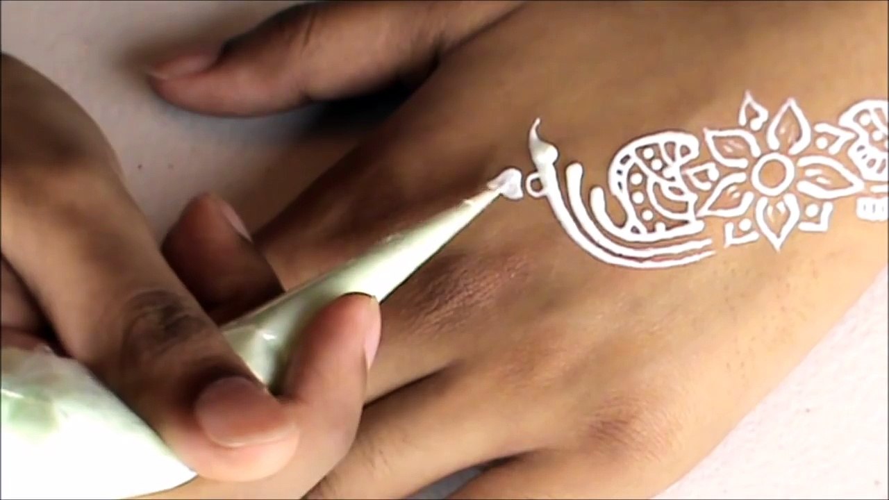 2016 EID White Henna Design (for Beginners) I Eid Henna Design with Flowers - Easy Simple Mehendi Tattoo - Eid Arabic Mehndi I Beautiful Mehndi designs for Eid day I