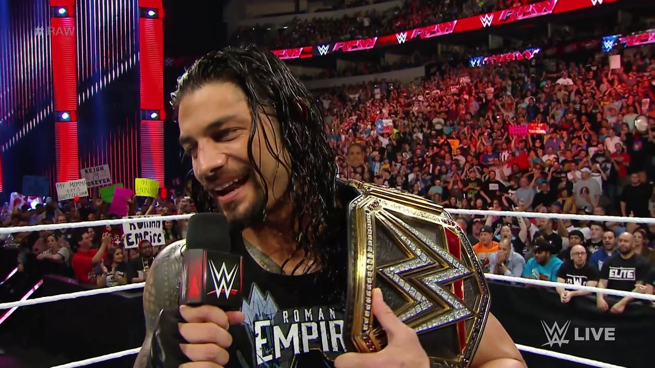 Roman Reigns is confronted by Kevin Owens, AJ Styles, Sami Zayn & Chris Jericho- Raw, Apr. 4,. 2016