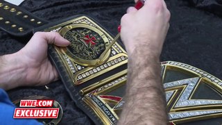 Roman Reigns receives his customized WWE Title plates- April 4, 2016