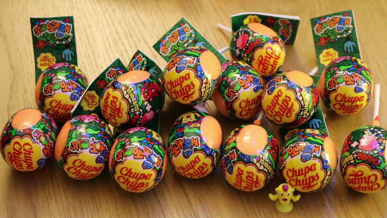 16 Chupa Chups Monstrous Surprise Egg Opening Special  Huevos Sorpresa Kinder Eggs