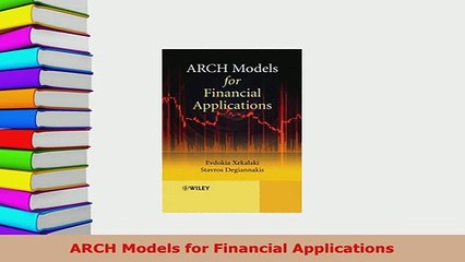 PDF  ARCH Models for Financial Applications Read Online