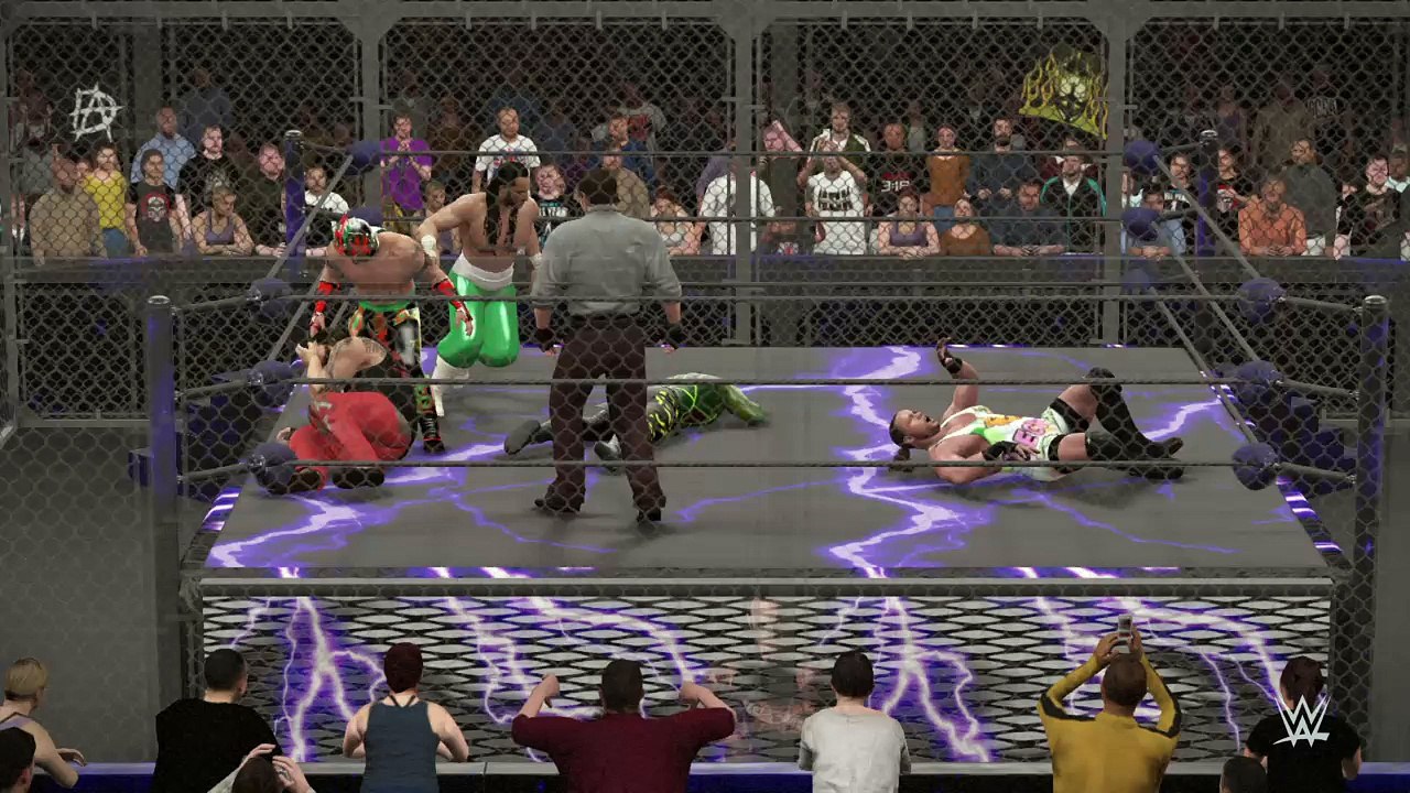 WWE 2K16 6man hell in a cell